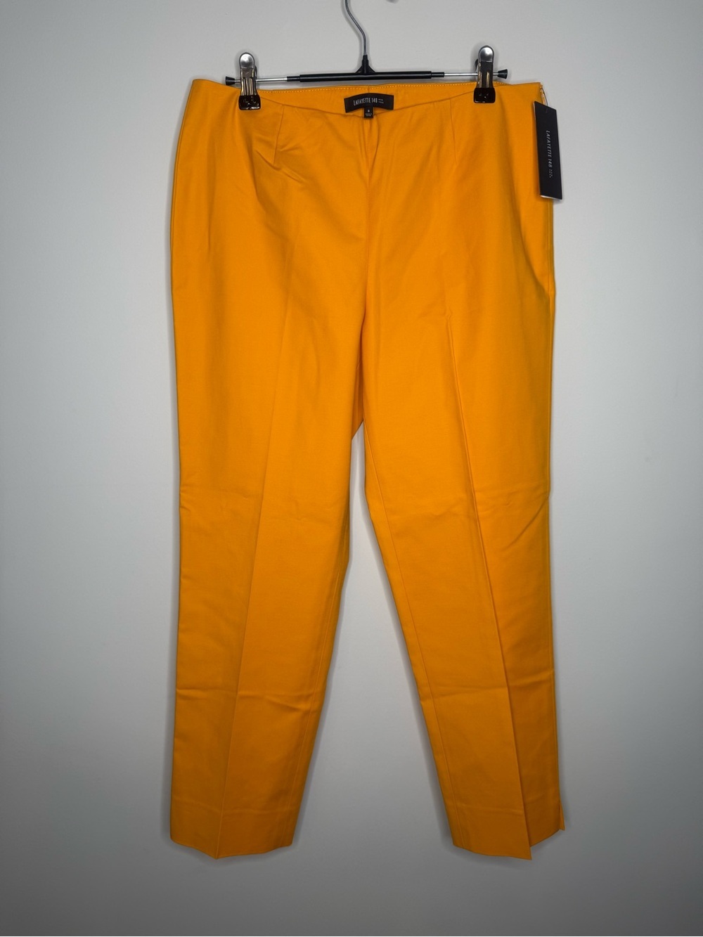 vibrant orange tailored ankle pants by Lafayette 148 New Yor